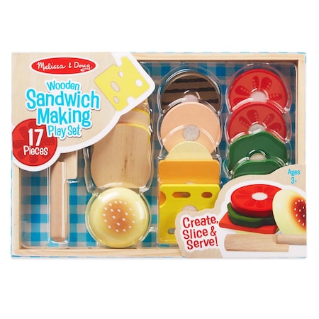 Melissa & Doug Sandwich-Making Wooden Play Food Set 513